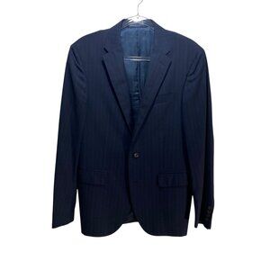 Ralph Lauren Virgin Wool Extrafine Suit Coat Mens Navy Blue 40R Made In Italy